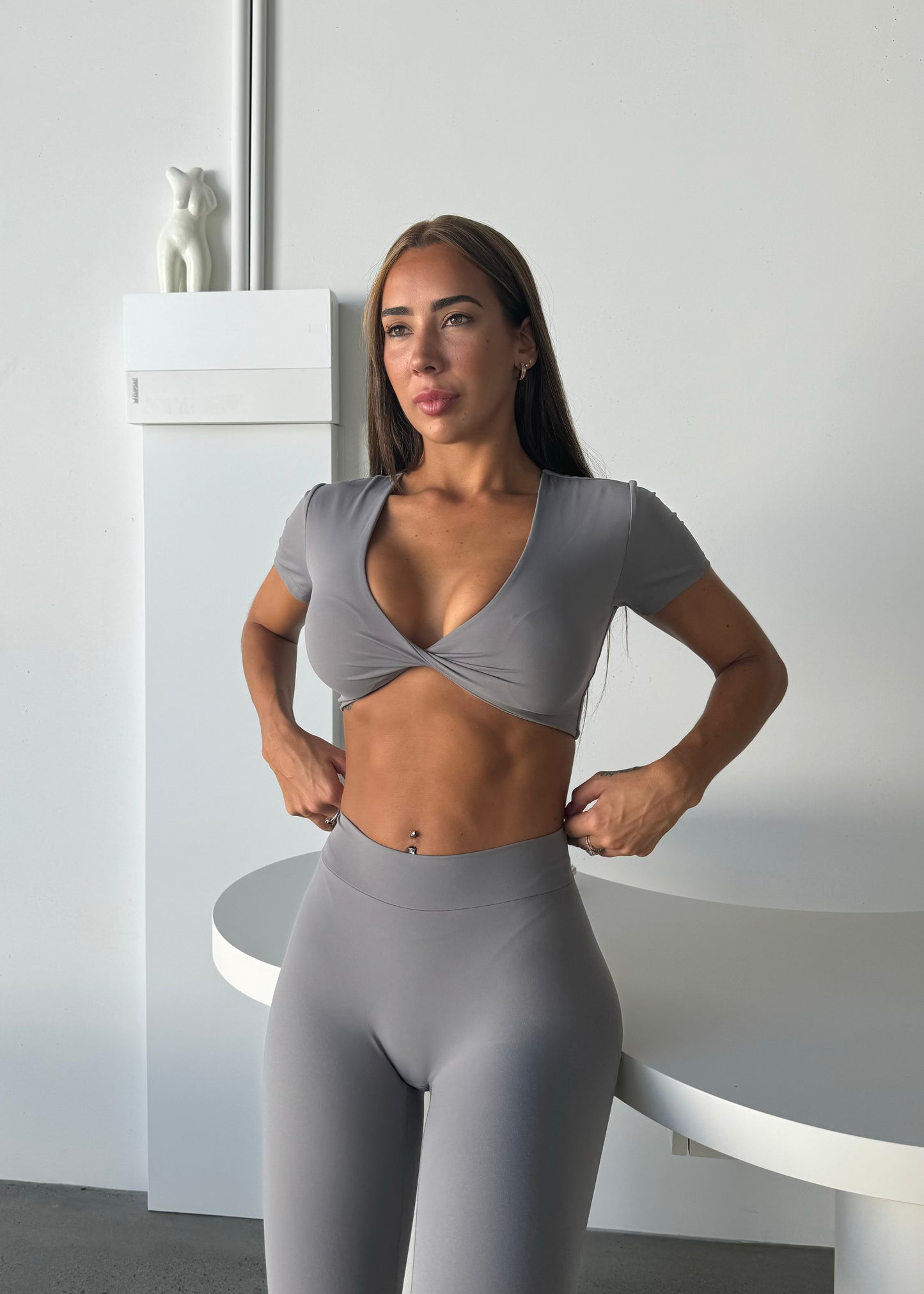 Twist Tee Crop Grey