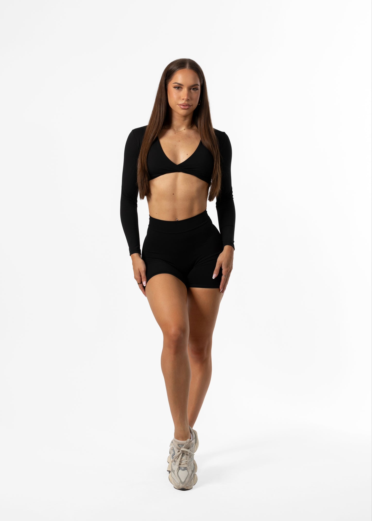 Twist Long Sleeve Crop Black
