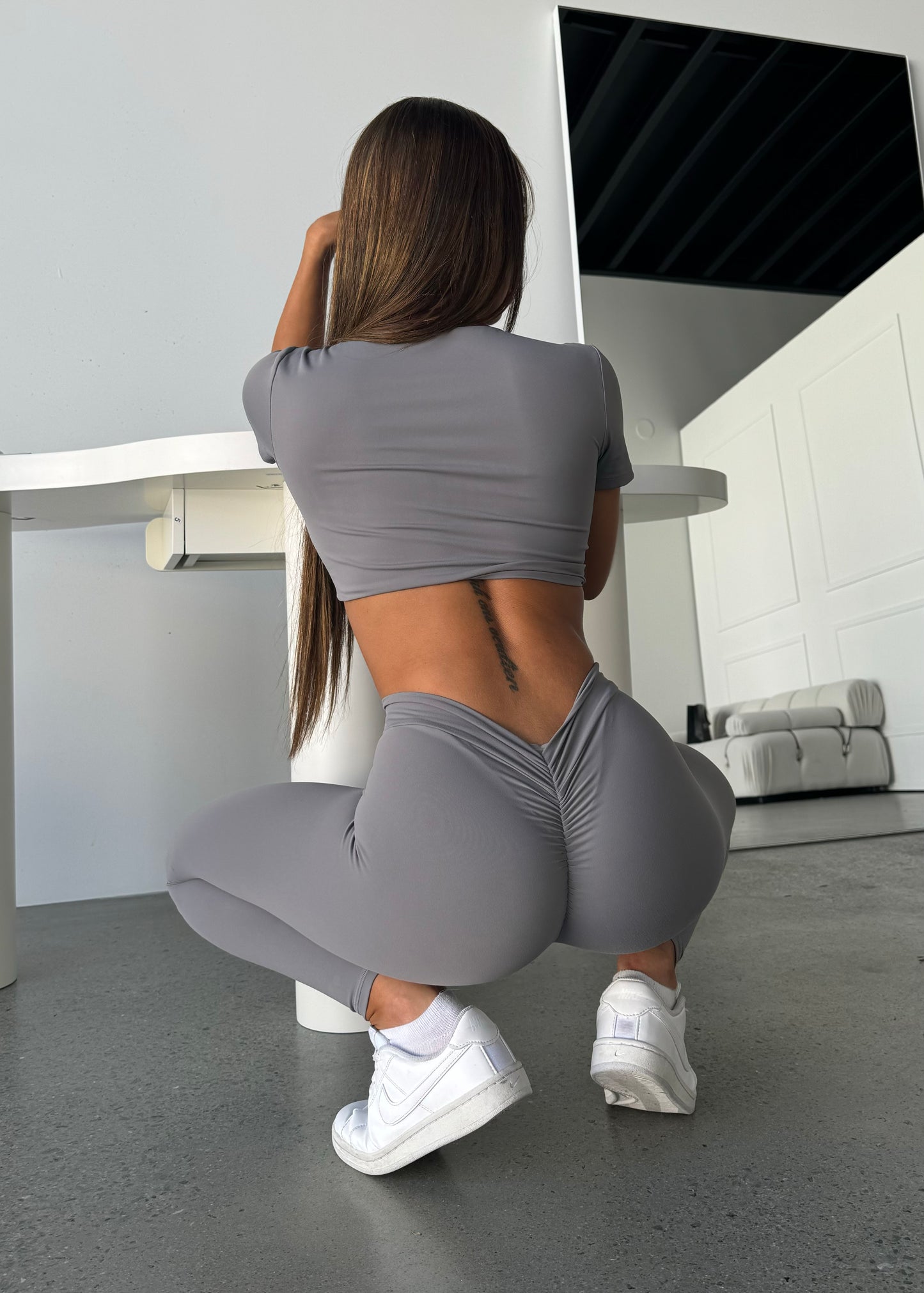 Twist Tee Crop Grey