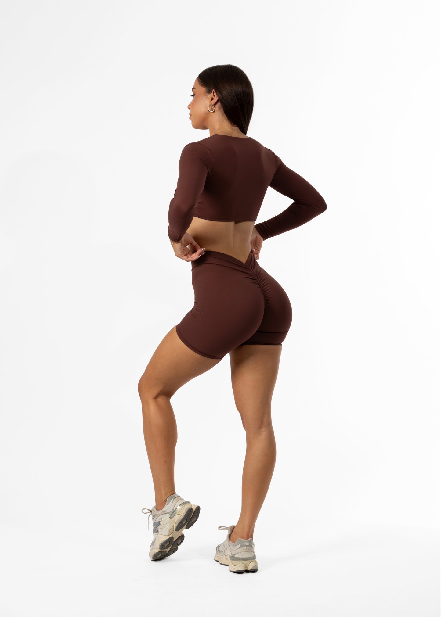 Twist Long Sleeve Crop Brown