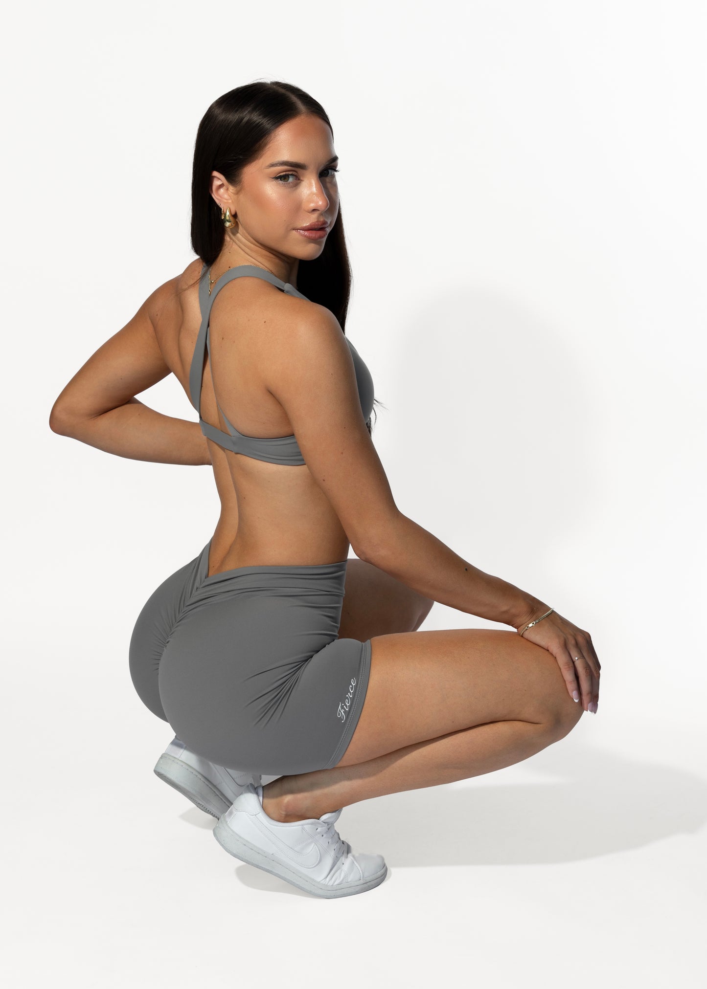 V Back Shorts Grey