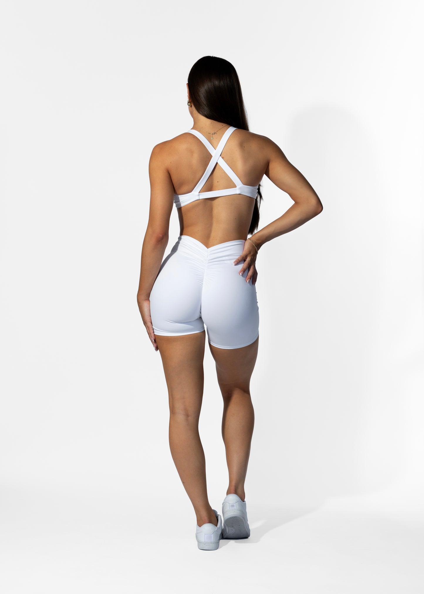 V Back Shorts White
