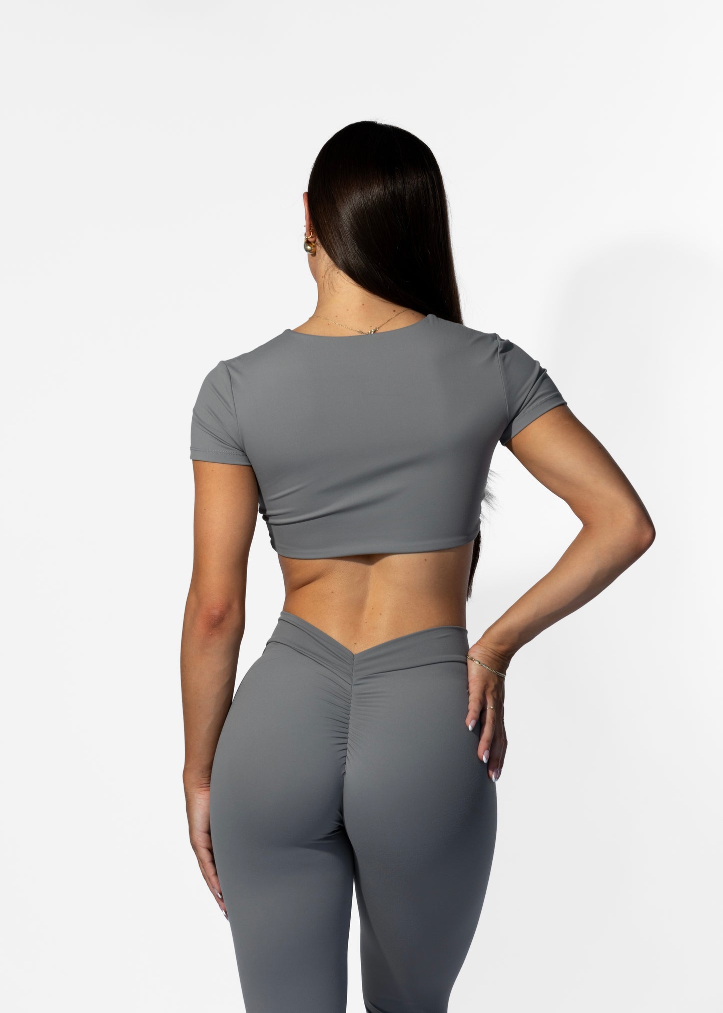 Twist Tee Crop Grey