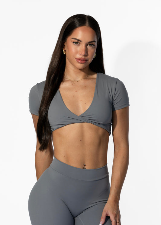 Twist Tee Crop Grey