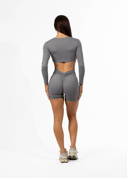 Twist Long Sleeve Crop Grey