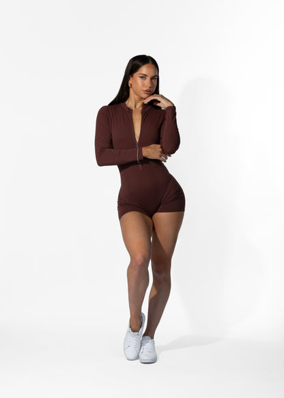 Myra Long Sleeve Playsuit Brown