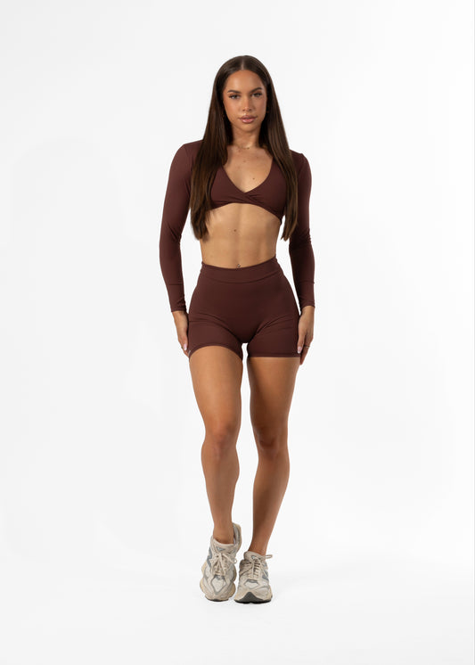 Twist Long Sleeve Crop Brown