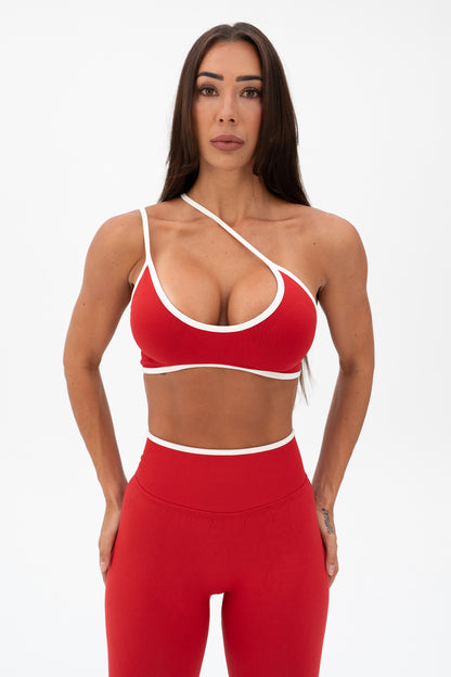 White Trim Seamless Crop Red