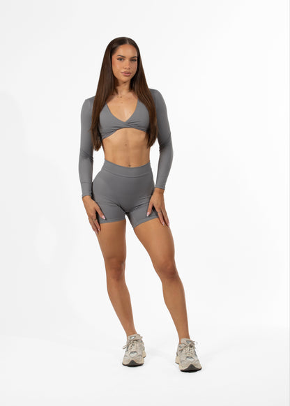 Twist Long Sleeve Crop Grey