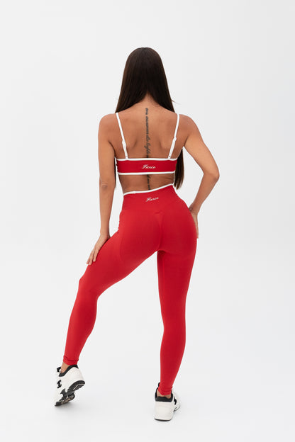 White Trim Seamless Crop Red