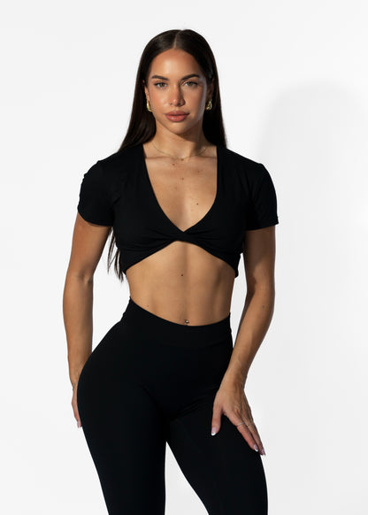 Twist Tee Crop Black