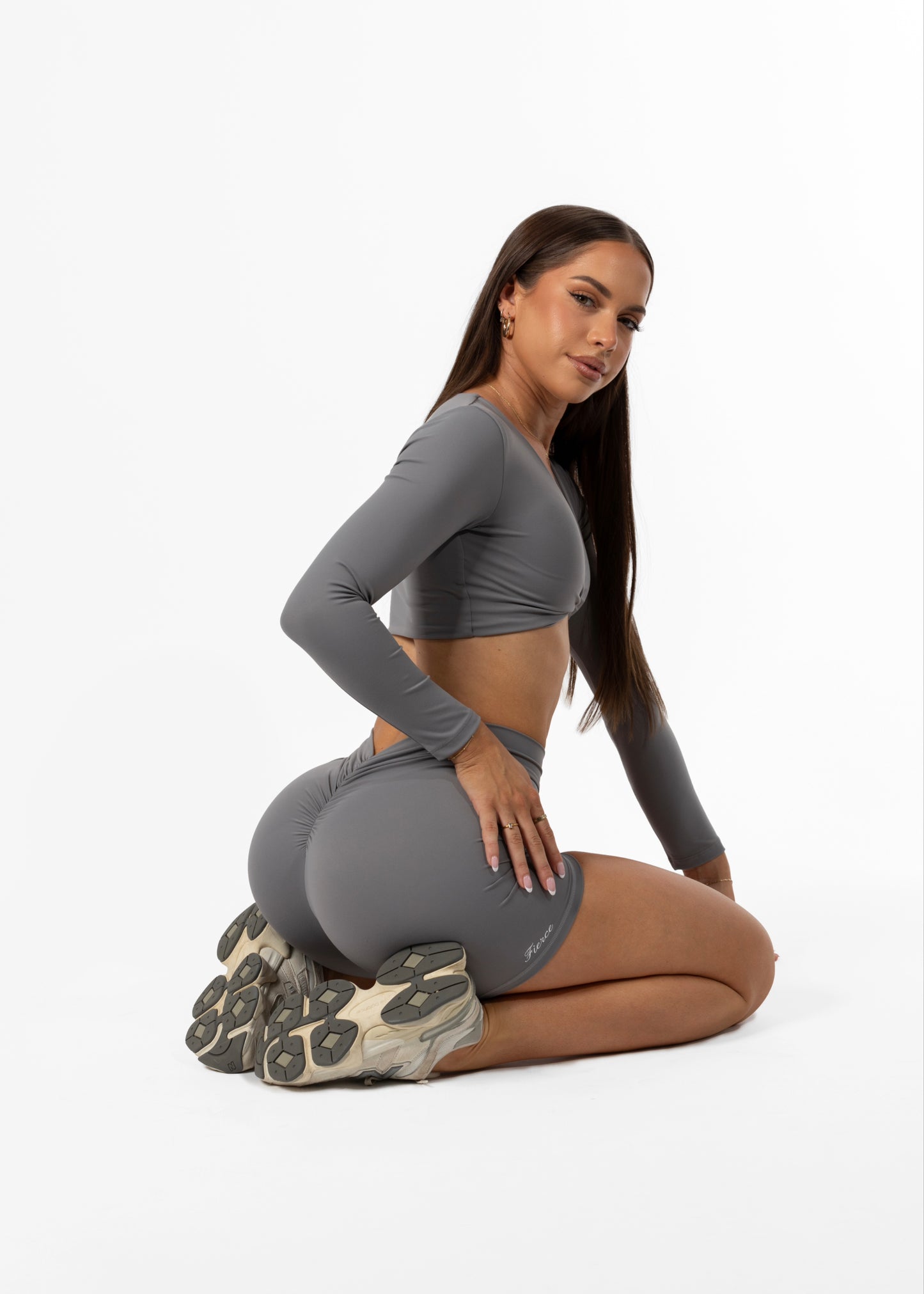 Twist Long Sleeve Crop Grey