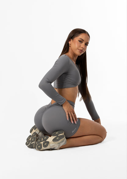 Twist Long Sleeve Crop Grey