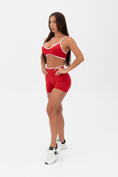White Trim Seamless Crop Red