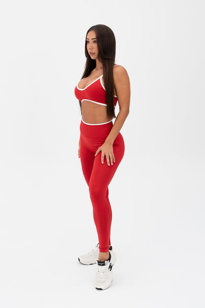White Trim Seamless Crop Red
