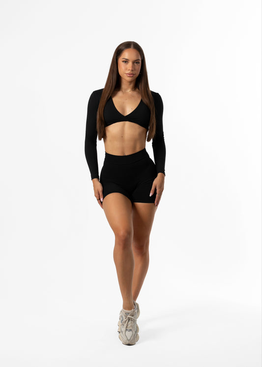 Twist Long Sleeve Crop Black