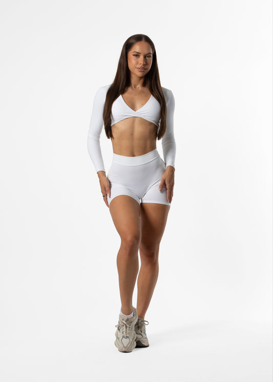 Twist Long Sleeve Crop White