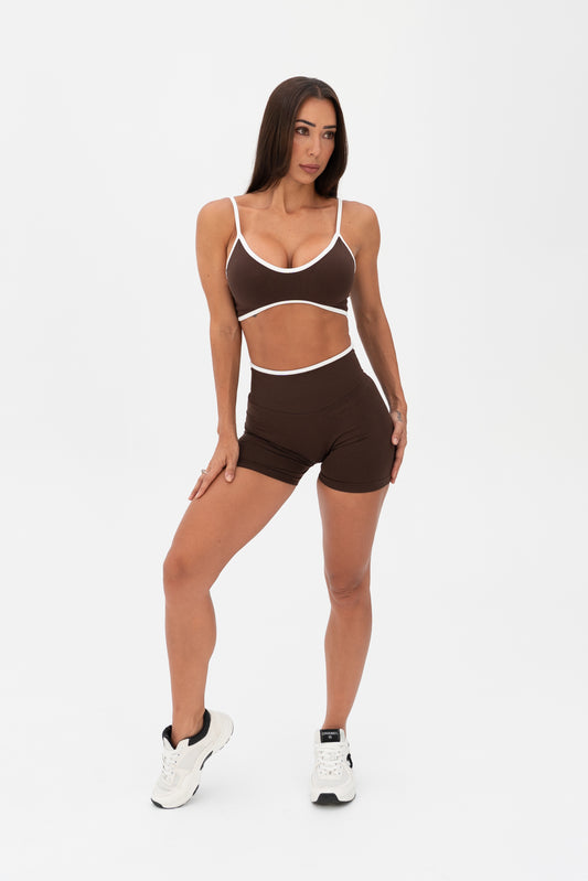 White Trim Seamless Shorts Chocolate