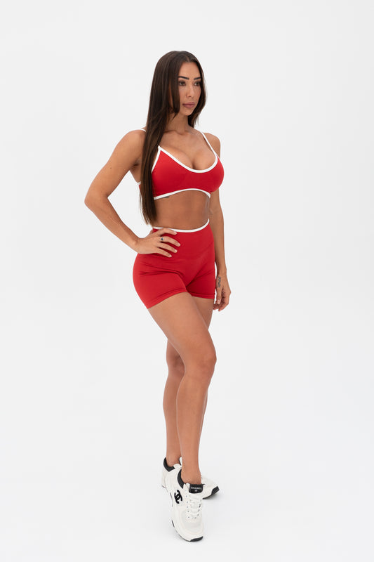 White Trim Seamless Shorts Red