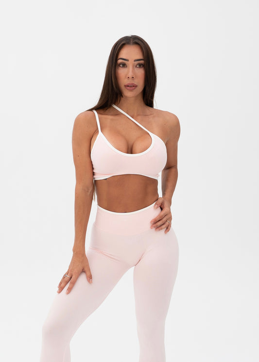 White Trim Seamless Crop Baby Pink