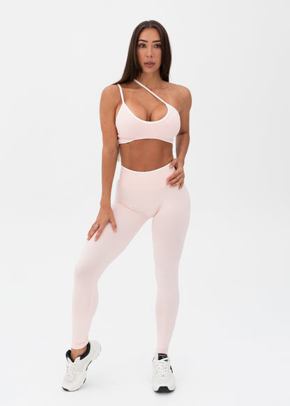 White Trim Seamless Leggings Baby Pink
