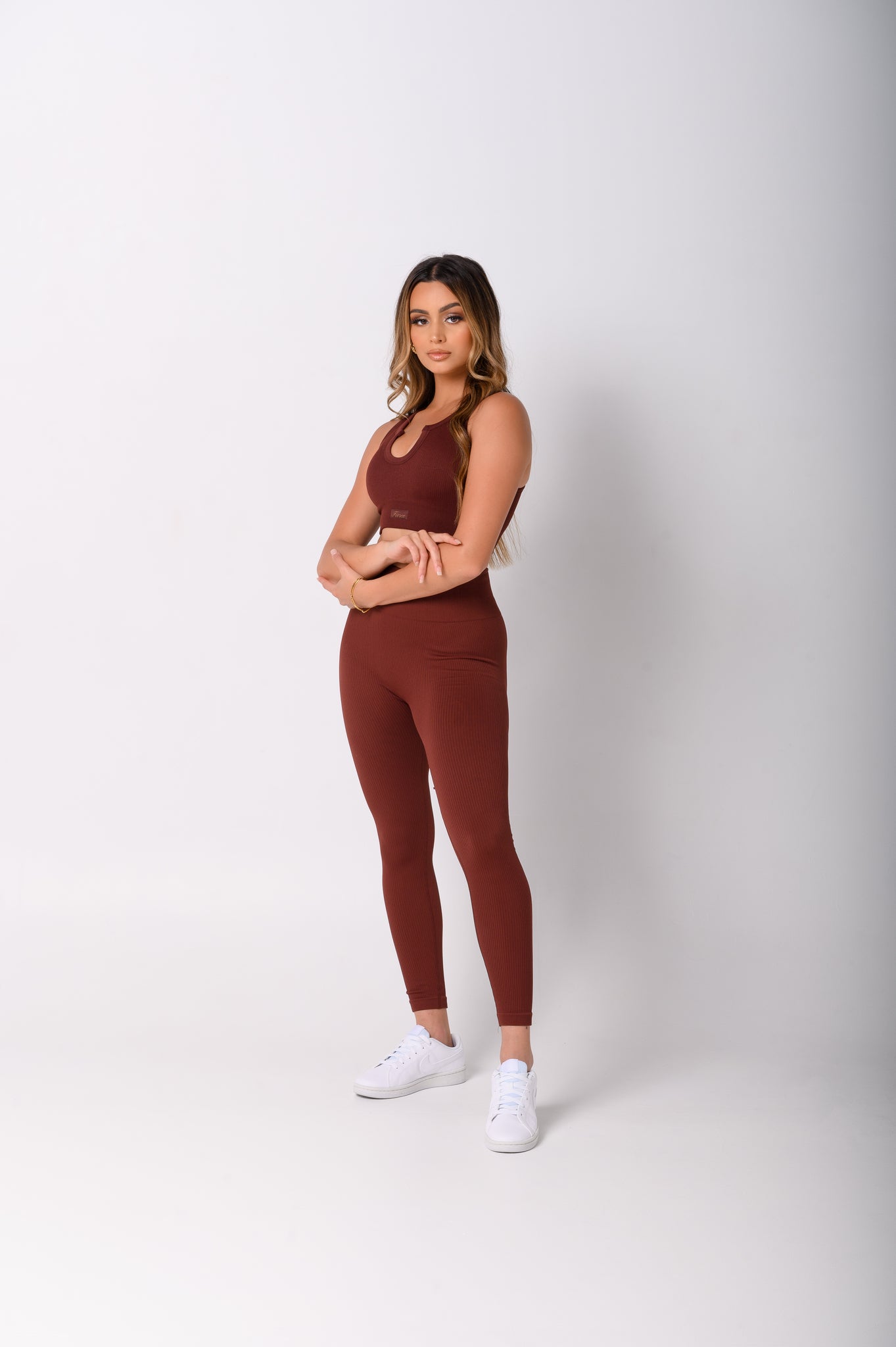 Burgundy Brown U Neck Crop