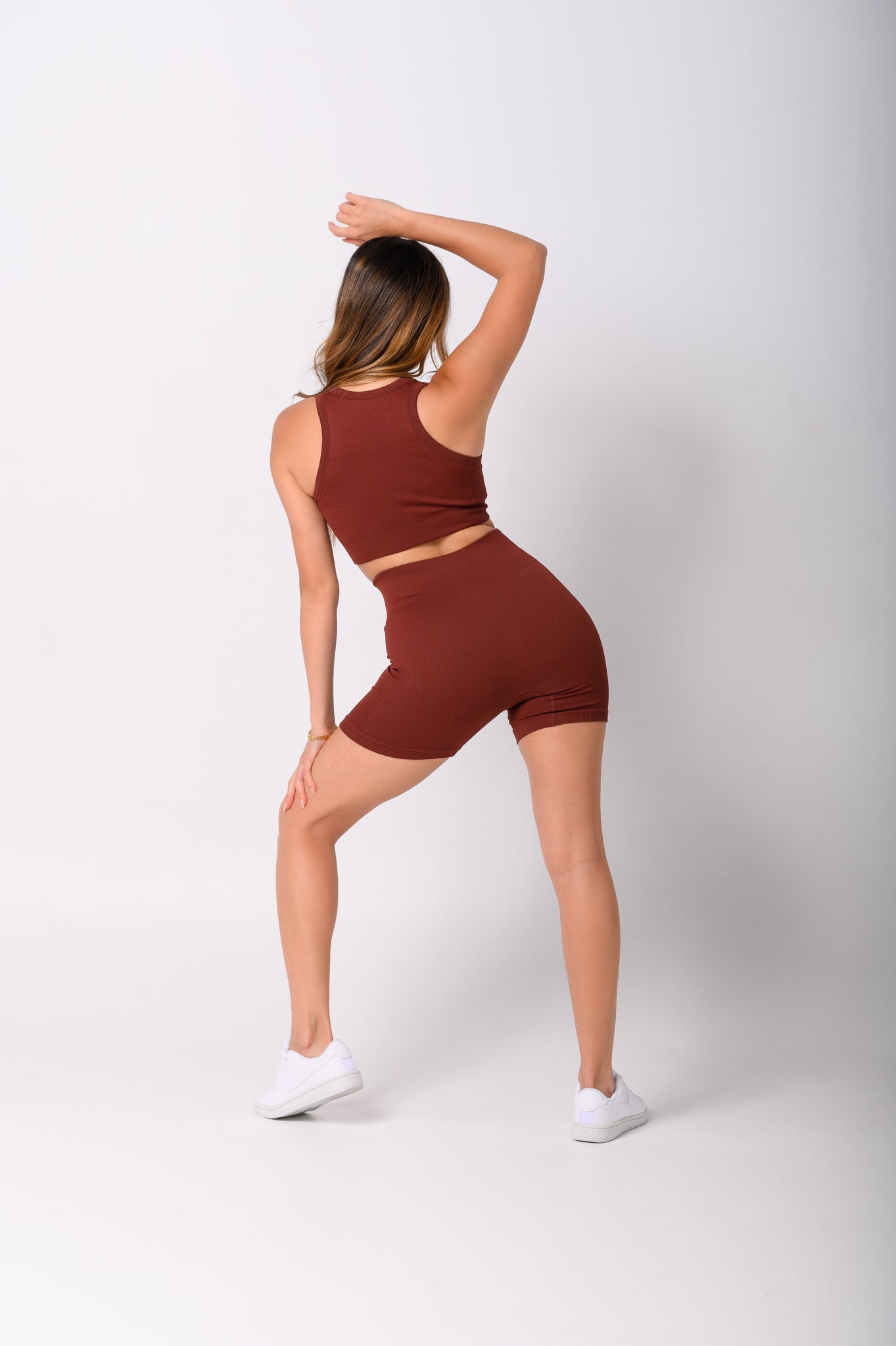 Burgundy Brown U Neck Crop