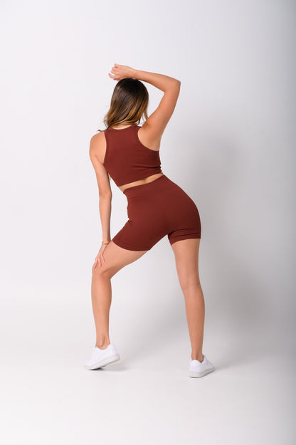Burgundy Brown U Neck Crop