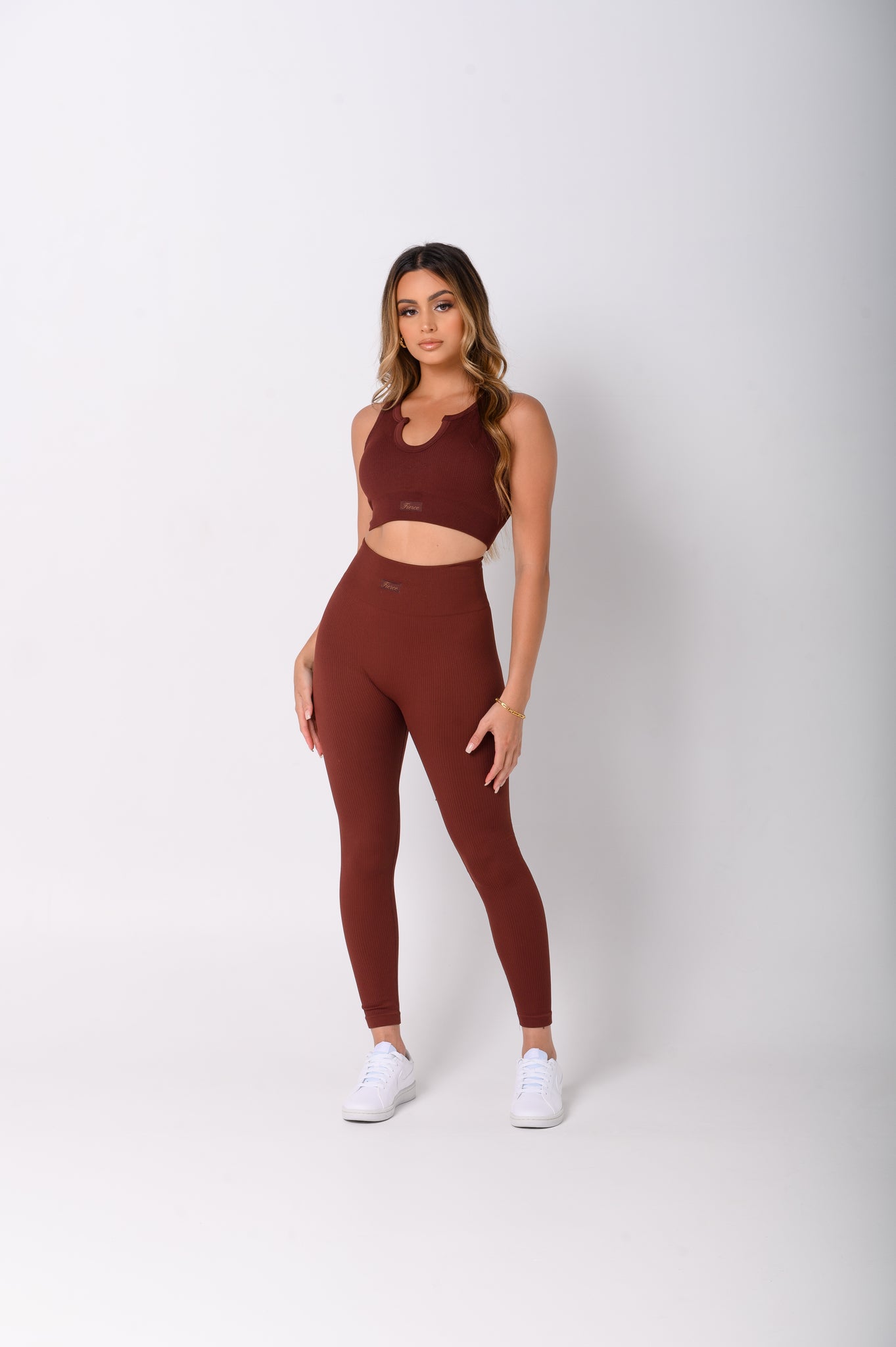Burgundy Brown U Neck Crop