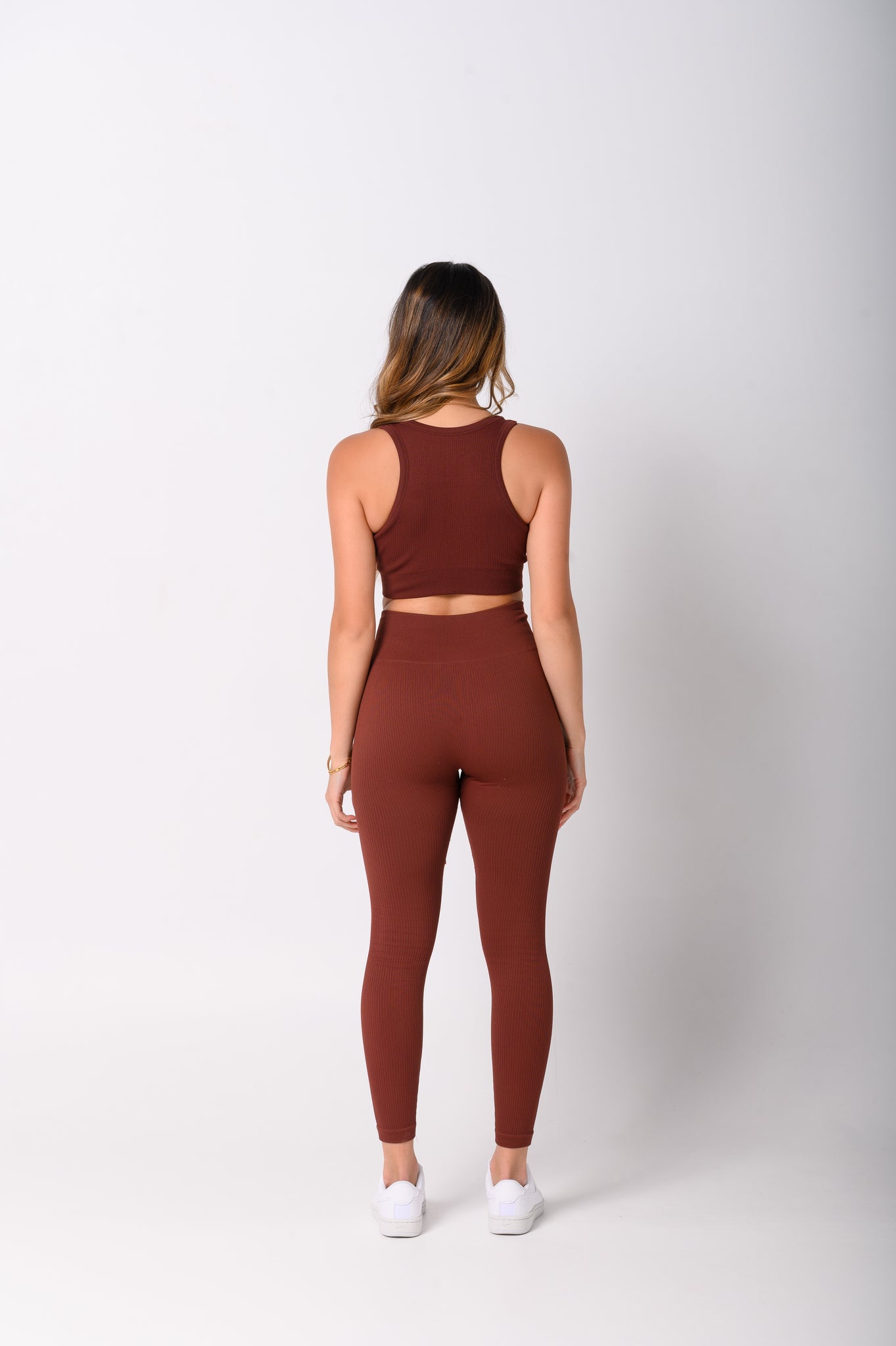 Burgundy Brown U Neck Crop