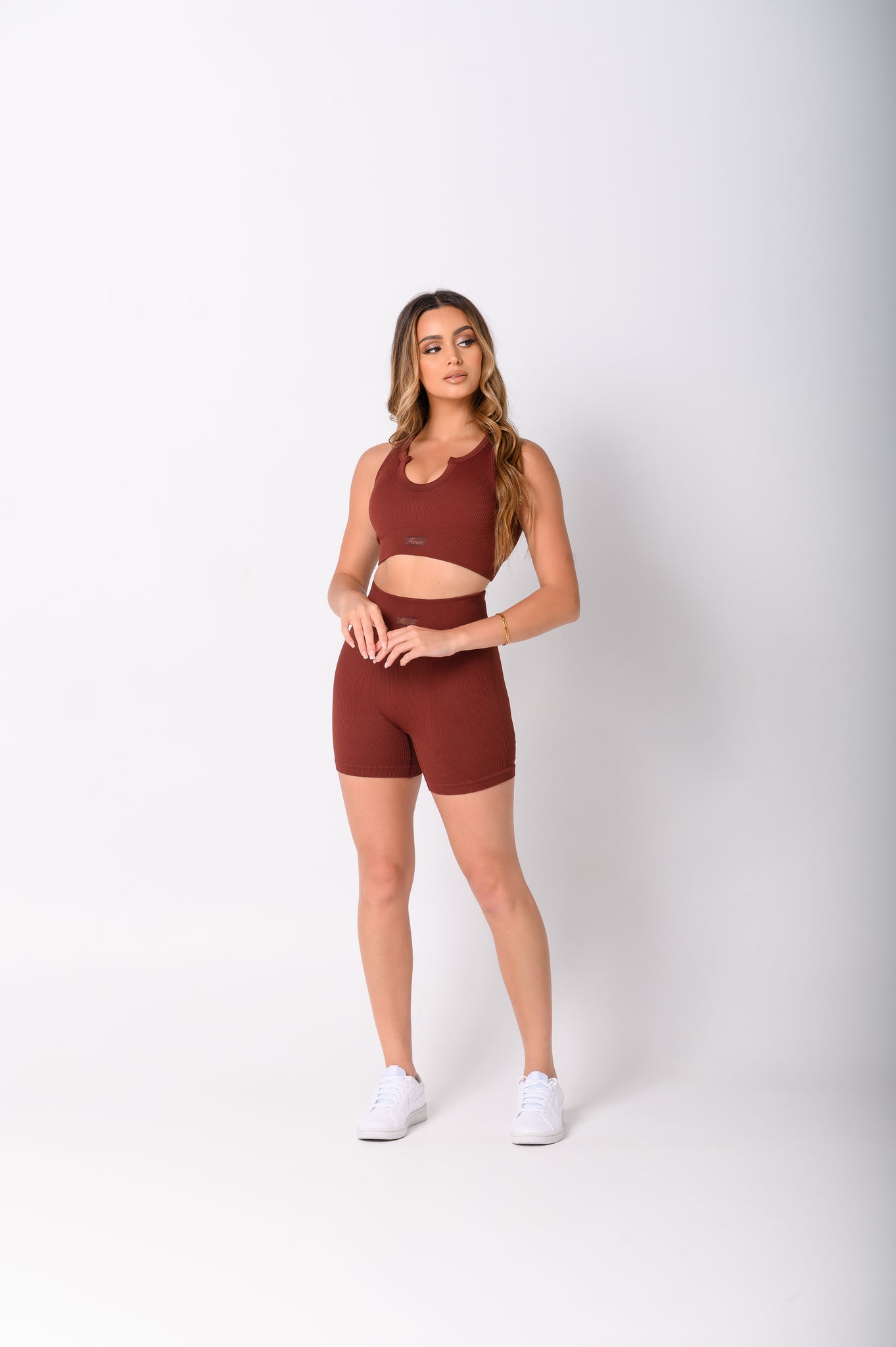 Burgundy Brown U Neck Crop